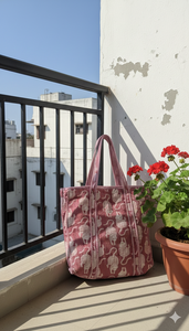 Bolso Tote de Algodón Acolchado Ligero Hecho a Mano, Color Sólido Vintage, para Viajes y Compras - Product Image 3