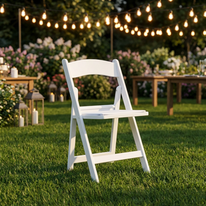 <span class=keywords><strong>เก้าอี้</strong></span>เรซิ่นสำหรับงานกลางแจ้ง ทนทานต่อสภาพอากาศ พับเก็บได้ ซ้อนกันได้ เหมาะสำหรับงานจัดเลี้ยงและงานแต่งงาน - Product Image 1