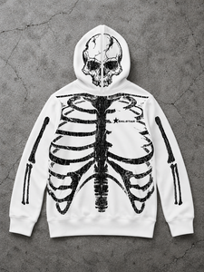Wholesale <b>Skeleton</b> Print Sublimation <b>Hoodie</b> Custom Graphic Hooded Sweatshirt Manufacturer - Product Image 3