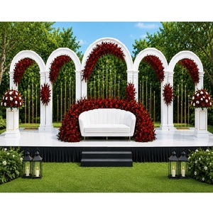 Arcos de madera en forma de U exclusivos para bodas modernas, paneles de fondo blancos premium para decoración/instalación de escenarios de bodas al aire libre - Product Image 1