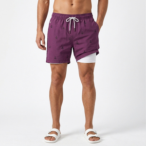 Eco-Friendly Cotton Casual <b>Men's</b> Swim <b>Trunks</b> 2-in-1 Quick Dry Anti-UV Black Anchor Board Shorts Premium Sialkot Export Quality - Product Image 2