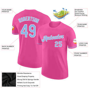 Camiseta de Béisbol Rosa Personalizada al por Mayor, Uniforme de Equipo Personalizado por Sublimación con Nombre y Número, Fabricante de Ropa Deportiva OEM para Hombre - Product Image 2