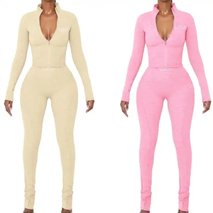 Women's <b>Black</b> 2 Piece Sporty Set Full Sleeve <b>Turtleneck</b> Zipper Top With Leggings Solid Color Knitted Women's Set's 2026 - Product Image 4