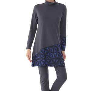 Maillot de bain islamique burkini confortable, respirant, durable et modeste, ensemble 2 pièces, couleur unie cristalline - Product Image 2