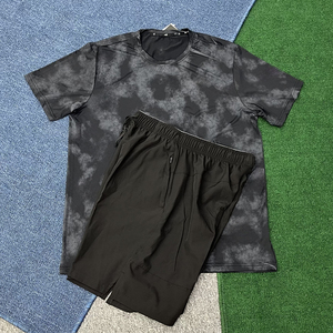 Summer Mens 2Piece Running & Workout <b>TShirt</b> <b>Shorts</b> Sports <b>Set</b> 100% Polyester Lightweight Workout Fitness Cotton Breathable - Product Image 3