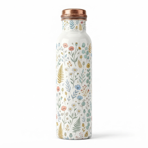 Wholesale Custom Printed <b>White</b> Pure Copper <b>Water</b> <b>Bottle</b> Leak Proof Ayurvedic Health Fitness Gym Metal Drinkware with Cap - Product Image 4