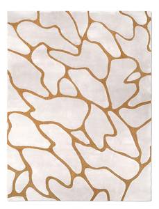 Tapis moderne abstrait rectangulaire blanc et or, tapis moelleux tufté pour salon, résistant aux taches, avec envers en latex - Product Image 2