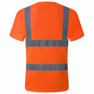 Camiseta Reflectante al Por Mayor, de Alta Calidad, Precio Económico, Color Naranja, Cuello Redondo, Manga Corta, Totalmente Personalizable - Product Image 2