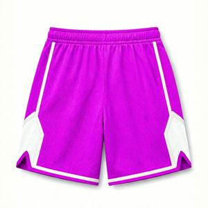 Shorts de sport pour homme en mesh violet, avec cordon de serrage, bande latérale, respirants, pour la course à pied - Product Image 6