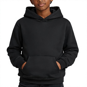 Men's Black Hooded Sweatshirt 100% Cotton Fleece Casual Regular Fit Solid Color Pocket Design Autumn Wear - Product Image 1