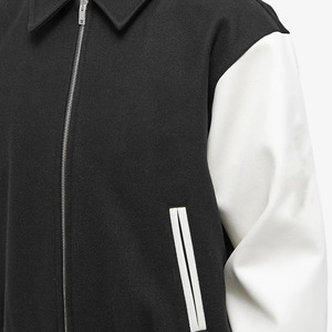 Veste universitaire en laine pour homme avec broderie personnalisée, manches en simili cuir zippées, style streetwear - Product Image 4