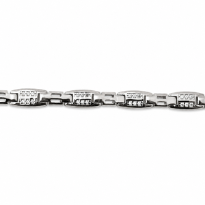 925 Sterling Silver Geometric Link <b>Anklet</b> with Cubic Zirconia High Polish Modern Chain Style Fine Jewelry for Women Daily Wear P - Product Image 3