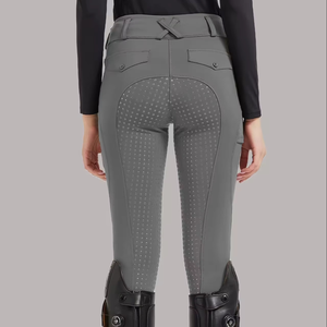 Pantalon d'équitation pour femmes, taille haute, longueur intégrale, élastique, respirant, léger, silicone, séchage rapide, tissu tricoté sans couture - Product Image 1