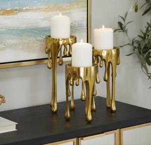 Support de bougie rond en aluminium fait main moderne, décoration minimaliste pour la maison, pour Pâques, Noël et Halloween - Product Image 1