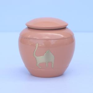 Top Quality Brass Pet Urns for Ashes Engraved Cat Urn Pink Cremation Urns for Pet Ashes Brass Pewter Handcrafted Pet Urn - Product Image 1