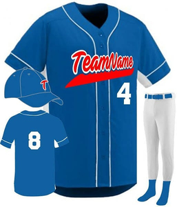 Ensembles d'uniformes de baseball personnalisés couleur unie, vêtements de sport, maillots à boutons, t-shirts et pantalons respirants à séchage rapide, grandes tailles – Vente chaude - Product Image 4