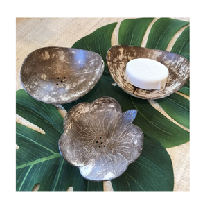 Elegant Coconut Shell Soap Dish with Drainage Tray for Bathroom Countertop Kitchen Decor Use - Product Image 1