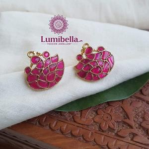 18K Gold Plated Turquoise and <b>Emerald</b> <b>Stud</b> Earrings Zinc Alloy with Zircon and Pearl Accents - Product Image 1