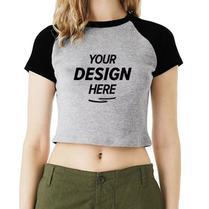 T-shirt court tendance pour femme à manches courtes et col rond, coupe ajustée en mélange de coton, basique pour le quotidien - Product Image 5