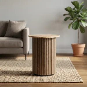 Modern <b>Round</b> Wood SIde <b>Table</b> Scandinavian Design Handmade Living Room Furniture - Product Image 4