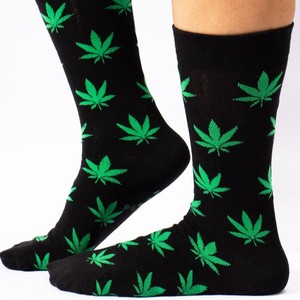 <b>Black</b> Crew <b>Socks</b> With Leopard Faces And Green Leaf Pattern Digital Print Breathable Men's Summer <b>Socks</b> Custom Design <b>Socks</b> - Product Image 4