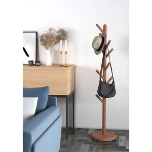Perchero de madera con ganchos, diseño minimalista, para entrada, almacenamiento, de un solo nivel. - Product Image 5