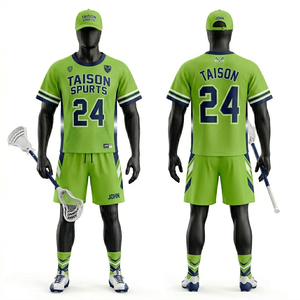 Uniforme de Lacrosse para Hombre, 160GSM, Malla de Poliéster Transpirable, Diseño de Paneles Verde Menta y Azul Marino, Sublimación, Logotipo Personalizado, Conjunto de Uniforme de Lacrosse - Product Image 2