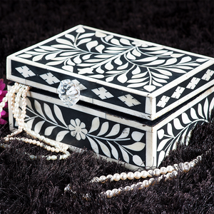 Luxury Handmade Bone Inlay Jewelry <b>Box</b> with <b>Floral</b> Design Wooden Storage Organizer for Rings Earrings Necklace Gift <b>Box</b> - Product Image 1