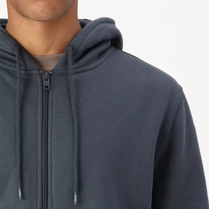 Sweat-shirt à capuche zippé noir pour homme, coupe classique, en molleton français, décontracté, avec poches avant - Product Image 5