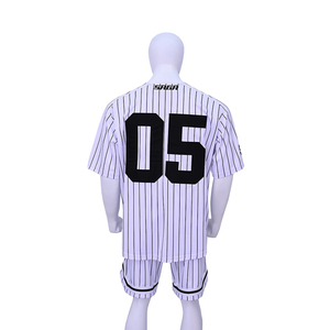 <b>White</b> Black Pinstripe Baseball Jersey Set <b>Button</b> Front Sports Uniform Short Sleeve Shirt and Shorts Custom Teamwear - Product Image 2