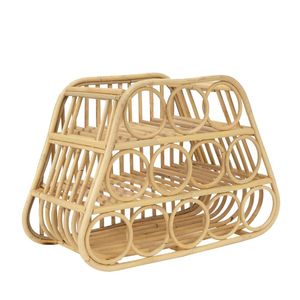 Estante decorativo de ratán para encimera, ideal para exhibir botellas de vino con encanto y textura natural. - Product Image 4
