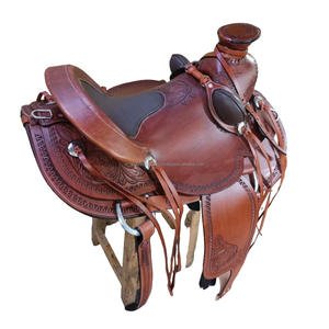 Atractiva Silla de Montar Americana de Cuero Marrón, Silla de Montar Inglesa Occidental, Silla de Montar de Cuero Real para Caballos - Product Image 4