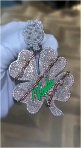 CONCEPTION GRA - Juego de Joyería de Trébol de la Suerte con Moissanita Verde Certificada, Plata 925, Chapado en Oro de 14K, Colgante Hip Hop Personalizado - Product Image 3