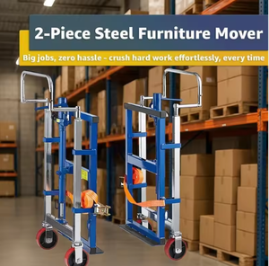 Carretilla Manual Comercial de Alta Resistencia 100% para Trabajo Pesado, 3,950 lb, para Muebles y Equipos - Juego de 2 Carretillas de Acero Azul con Correas - Product Image 4