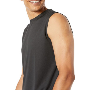 Camisetas sin mangas deportivas personalizadas de poliéster/algodón transpirable con cuello redondo para hombre - Impresión digital, en stock, venta al por mayor - Product Image 4