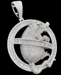 Colgante de Rata Iced Out con Moissanita Baguette, Colgante Hip Hop Personalizado Iced Out de Plata 925, Colgante Bling para Hombre - Product Image 3