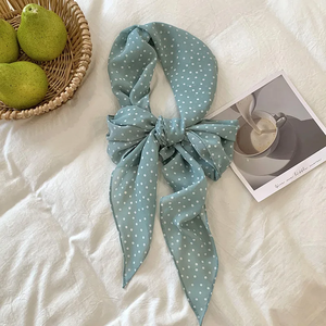 Polka Dot Scarf Long Silk Necktie Seaside Vacation <b>Wrap</b> <b>Sweet</b> Style Hair Ribbon Vintage Polka Dot Bandana Multi-functional - Product Image 6