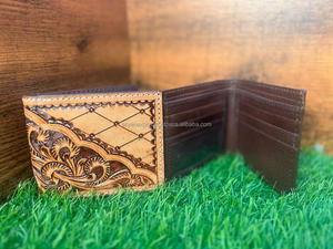 <b>Best</b> Seller Handmade Cowboy Genuine Leather Floral Hand Tooled Western <b>Men's</b> Wallet With Hand Carved Latest <b>Men</b> Luxury Wallet - Product Image 6