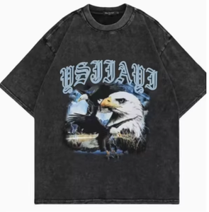 เสื้อยืดโอเวอร์ไซส์สีดำ ผ้าฝ้ายถัก สไตล์สตรีท แขนสั้น คอกลม แห้งเร็ว ระบายอากาศได้ดี สำหรับผู้ชาย - Product Image 5