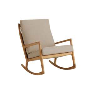 Sillón Mecedor Moderno para Exteriores, Madera de Teca Sólida, Respaldo de Cuerda Tejida a Mano, Base Ergonómica, Cojines Gruesos, Impermeable - Product Image 3