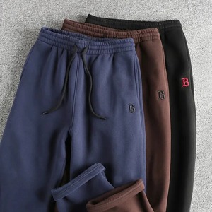 <b>Men</b> Heavyweight Plus Fleece High Waist Sweatpants 3D Embroidered Letter Painted Regular Fit Casual <b>Joggers</b> Pleated Front Oxford - Product Image 1