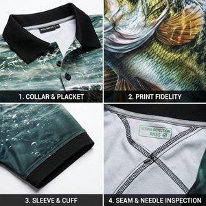 Custom Waterproof Breathable UPF 50 Fishing Polo <b>Shirts</b> Sublimation Printed Short Sleeve <b>Men</b> 100% Polyester Unisex - Product Image 6
