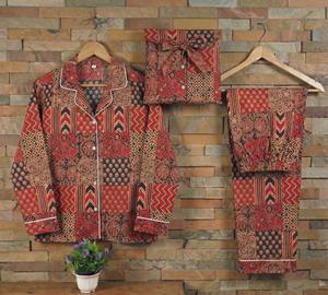 Conjunto de Pijama Térmico Tejido para Mujer, 100% Algodón, Estampado Tie-Dye Naranja, Estampado a Mano, Conjunto de Pijama de Verano - Product Image 3