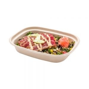 Eco-Friendly 500ml Sugarcane Bagasse Food Box with Lid Recutangle Natural Takeaway Container Unbleached Desserts Food Packaging - Product Image 1