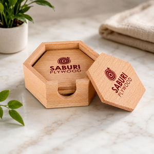 Wholesale Premium Pine Wooden Handcrafted Coasters Set for Coffee Table Tea <b>Cup</b> Stand Coasters with Wooden Coaster Holder - Product Image 2