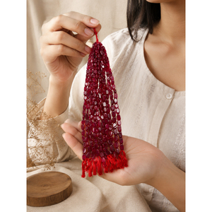 Cuentas de Jade Rojo Granate de Alta Calidad, Planas, Ovaladas, Lisas, Tipo Tambor, Hilo de Cuentas de Piedras Preciosas de Rajastán para Joyería - Product Image 2