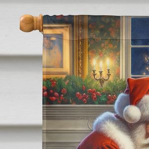 Gran Multicolor Santa Claus casa bandera poliéster patio Banner ilustraciones porche manga poste decorativo colgante de pared para Basenji - Product Image 3