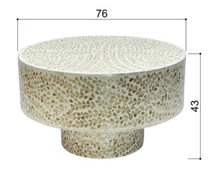 Luxury Modern Handmade Round Mother Pearl Inlay <b>Coffee</b> <b>Table</b> <b>White</b> Shell Mosaic Pedestal Living Room Hotel Use - Product Image 3