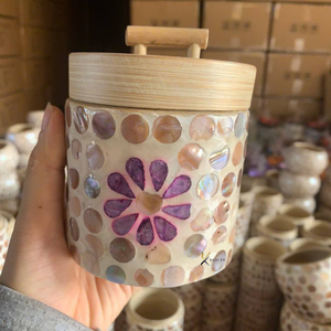 Low MOQ Bamboo Jar <b>Shell</b> Inlay Natural Material Lightweight For Home Use - Product Image 2