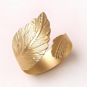 Gold Feather Napkin Ring Metal Table Decoration for <b>Wedding</b> Party Valentine's DayLuxury Golden Metal Portable Napkin & <b>Tissue</b> - Product Image 1